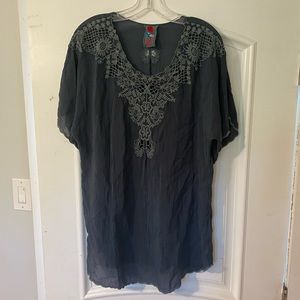 Johnny Was embroidered blue tunic